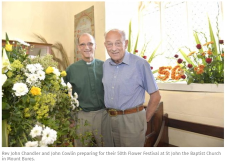 John Cowlin prepares for 50th Flower Festival at Mount Bures Church